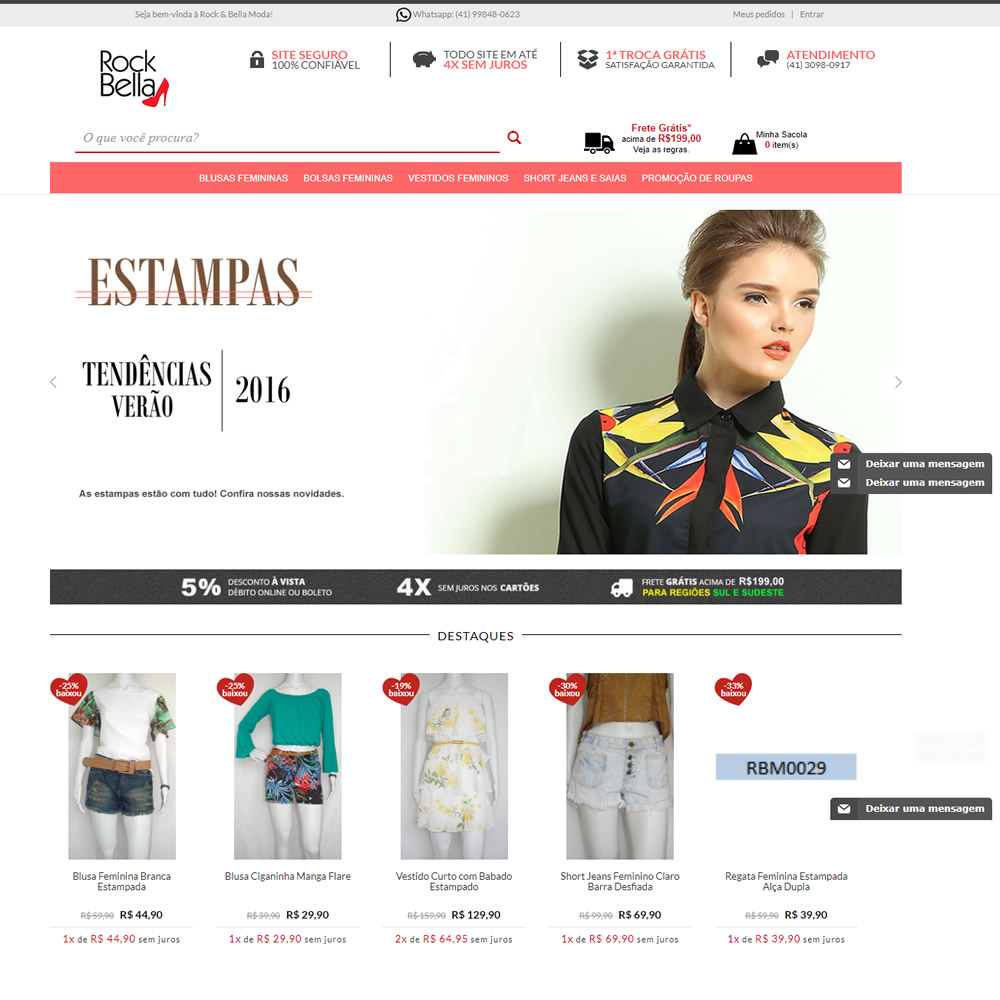 Criação de loja virtual - Rock & Bella Moda