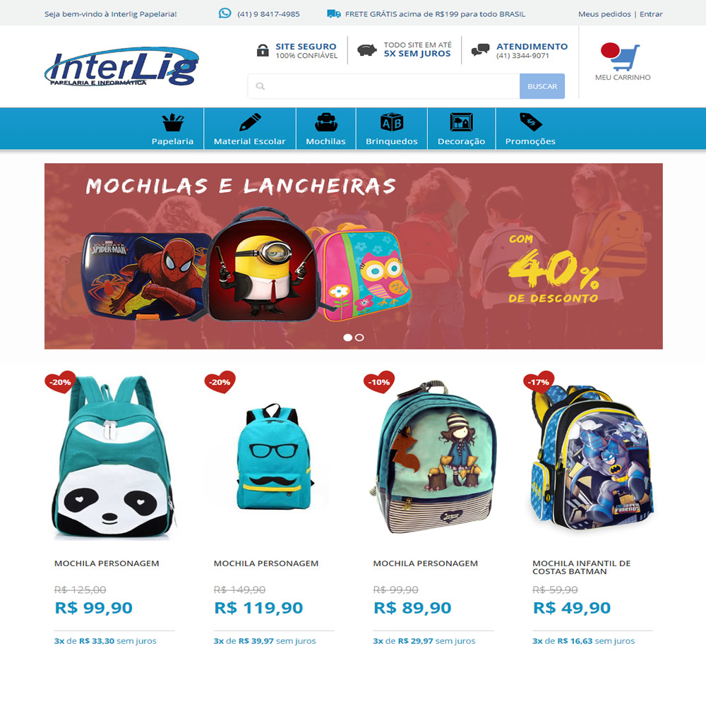 Criação de loja virtual - Interlig Papelaria